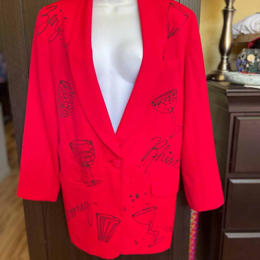 Jacket Required vintage red jacket with happy hour designs used size small